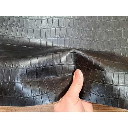 morceau rectangulaire 82x52 cm - noir- crocodile - cuirenstock
