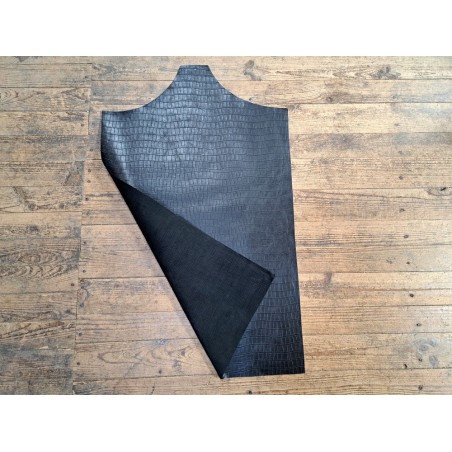 morceau rectangulaire 82x52 cm - noir- crocodile - Cuirenstock