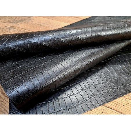 morceau rectangulaire 82x52 cm - noir- crocodile - cuirenstock