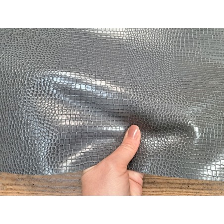 morceau rectangulaire 82x52 cm - caïman - gris cendre - crocodile - cuirenstock