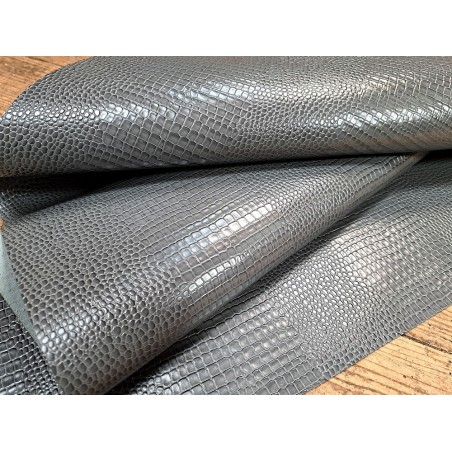 morceau rectangulaire 82x52 cm - caïman - gris cendre - crocodile - cuirenstock