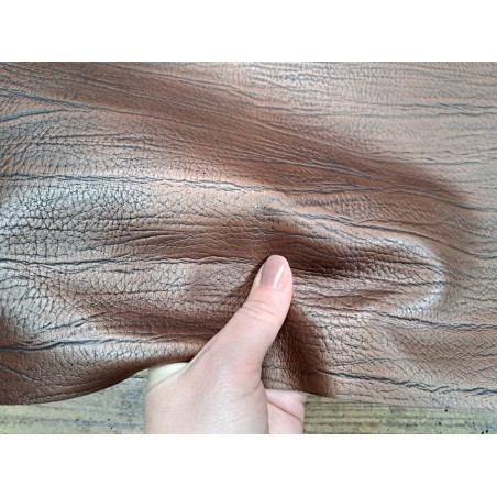 morceau rectangulaire 82x52 cm - effet écorce - bronze - Cuirenstock