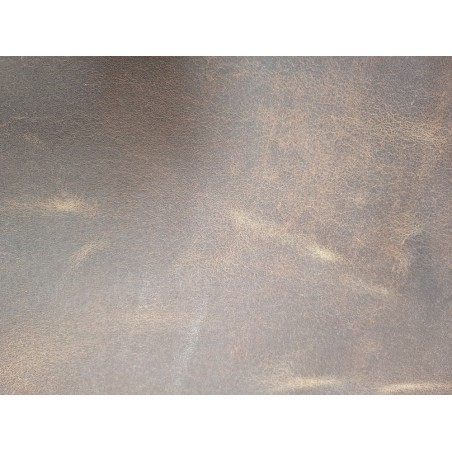 Croûte de cuir de vache tannage végétal cirée brun vieilli