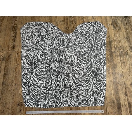 Peau de veau velours façon zèbre, noir et blanc - Cuir en Stock