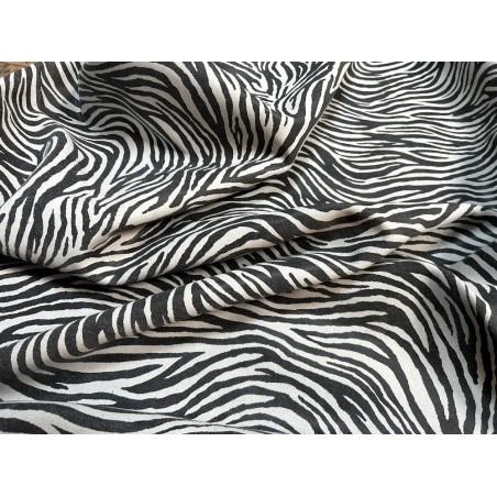 Peau de veau velours façon zèbre, noir et blanc - Cuir en Stock