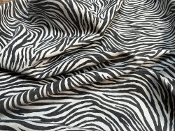 Peau de veau velours façon zèbre, noir et blanc - Cuir en Stock