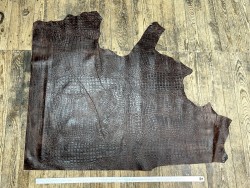 Morceau de cuir de veau grain crocodile effet vieilli - Marron - A