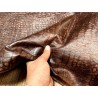 Bande de cuir de veau - effet croco - marron vieilli - maroquinerie - Cuirenstock