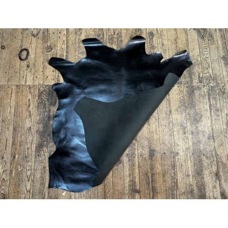 Peau de cuir de veau BOX lisse - tannage ferme - noir - Cuir en stock
