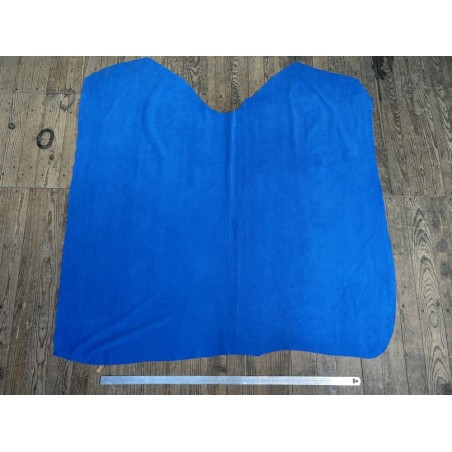 Grande peau de veau velours bleu azur - Cuir en Stock