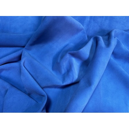 Grande peau de veau velours bleu azur - Cuir en Stock