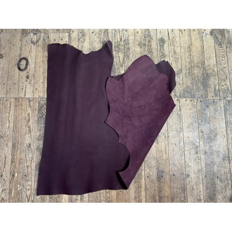 Demi peau de cuir de veau grain façon écorces - bordeaux - maroquinerie - cuirenstock
