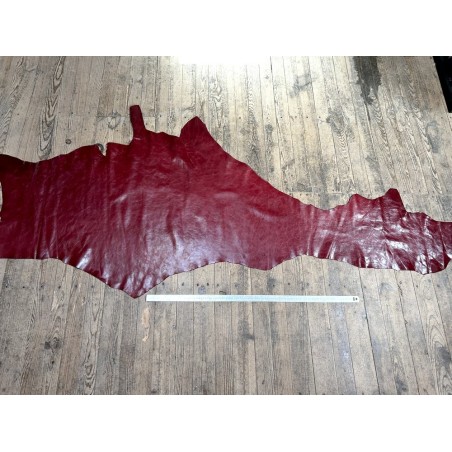 Bande de cuir de vachette pullup - végétal - rouge - maroquinerie - Cuir en Stock