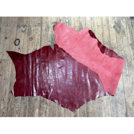 Bande de cuir de vachette pullup - végétal - rouge - maroquinerie - Cuir en Stock