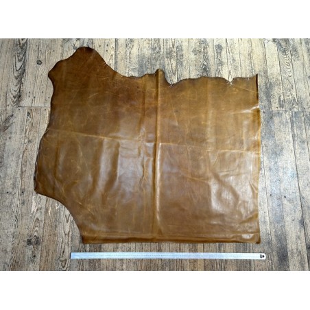 Demi-peau de cuir de vachette pullup ciré - Brun - C - Cuir en Stock