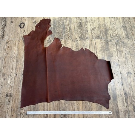 Recto verso peau cuir de vachette pull up brun rouge Cuir en stock