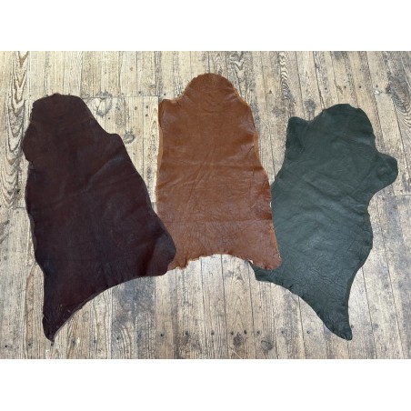 Lot de 3 peaux uniques - cuir stretch - E - Cuir en Stock