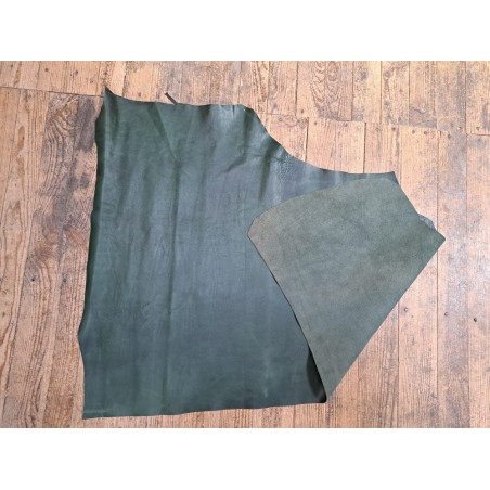 Morceau de cuir de veau - Vert anglais - Cuirenstock