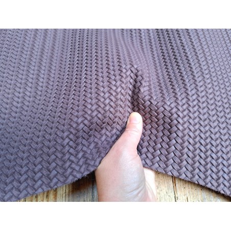 Peau de veau velours tressé - iris violet pâle - cuir en stock