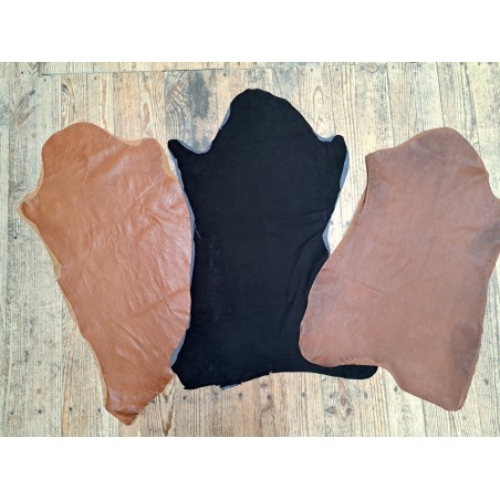 Lot de 3 peaux de cuir stretch - couleurs diverses - Cuir en Stock