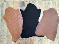 Lot de 3 peaux de cuir stretch - couleurs diverses - Cuir en Stock