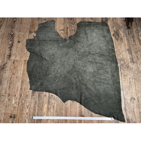 Peau de veau velours vert sapin - Maroquinerie - Cuir en Stock