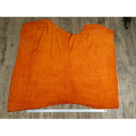 Peau de veau velours mandarine - Maroquinerie - Cuir en Stock