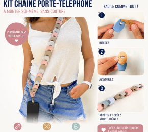 KIT: La chaine porte téléphone à monter soi-même - 5 coloris au choix - Cuir en Stock