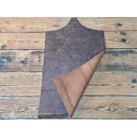 Morceau unique 82x59 - N°11 - Effet vieilli - Marron - Cuir en Stock