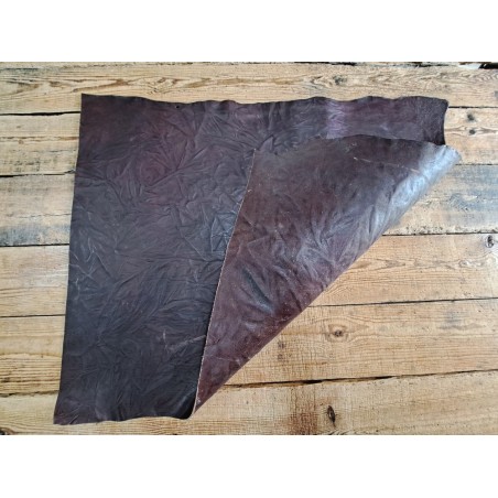 Collet de vache végétal effet froissé - Marron - Cuir à ceinture - Cuir en Stock