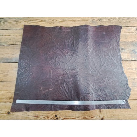 Collet de vache végétal effet froissé - Marron - Cuir à ceinture - Cuir en Stock
