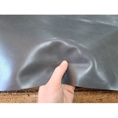 Morceau unique 82x59 - N°3 - Lisse - Gris - Cuir en Stock