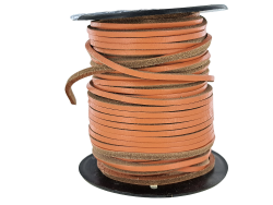 Lacet de cuir carré - 3 mm- Saumon - Cuir en Stock