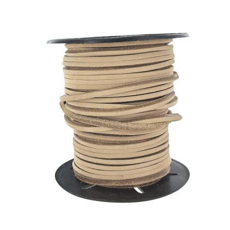 Lacet de cuir carré - 3 mm- Nubuck beige - Cuir en Stock