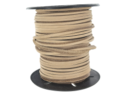 Lacet de cuir carré - 3 mm- Nubuck beige - Cuir en Stock