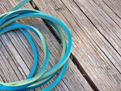 Lacet de cuir carré - 3 mm- Turquoise - Cuir en Stock
