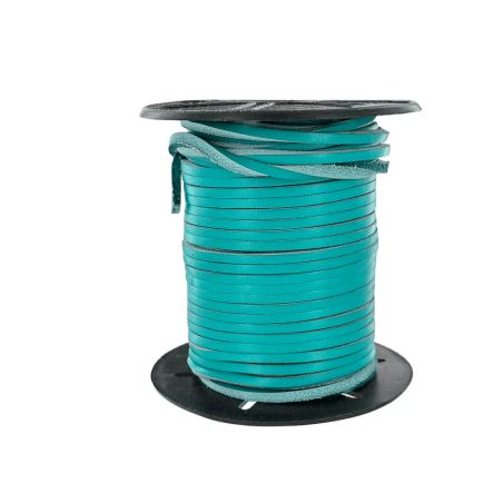 Lacet de cuir carré - 3 mm- Turquoise - Cuir en Stock