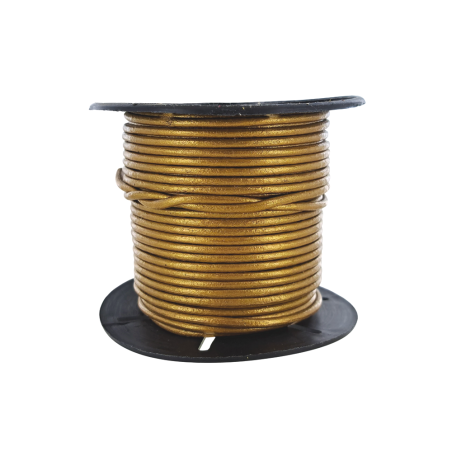 Lacet de cuir rond - Métallique doré - 2mm - Cuir en Stock
