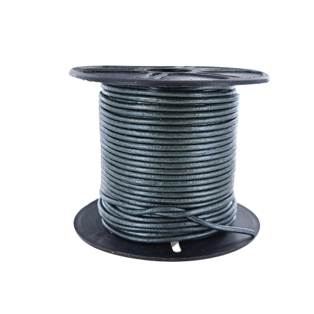 Lacet de cuir rond - Métallique gris - 2mm - Cuir en Stock