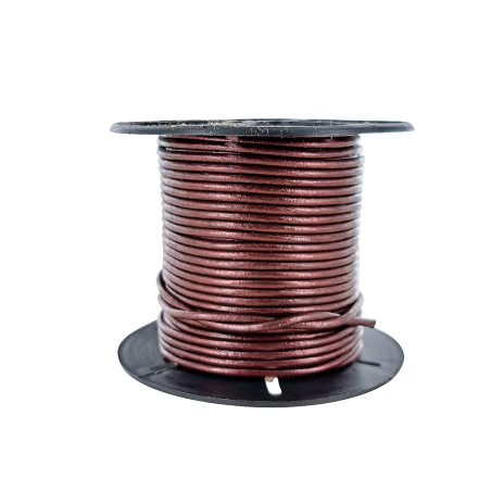 Lacet de cuir rond - Métallique marron - 2mm - Cuir en Stock