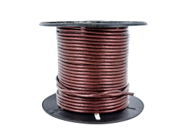 Lacet de cuir rond - Métallique marron - 2mm - Cuir en Stock