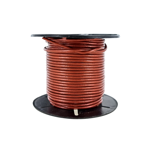 Lacet de cuir rond - Métallique brun rouge - 2mm - Cuir en Stock