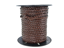 lacet tressé plat - 3x2mm - bijoux - maroquinerie - cuir en stock