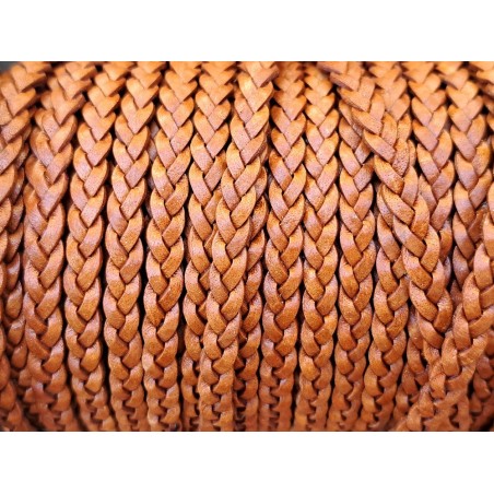 Lacet plat tressé - 5mm - Brun - Bijoux - Décoration - Cuirenstock