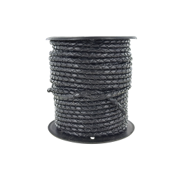 lacet plat tressé rond - 4mm - bijoux - maroquinerie - cuir en stock