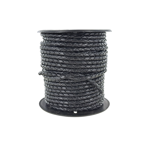 lacet plat tressé rond - 4mm - bijoux - maroquinerie - cuir en stock