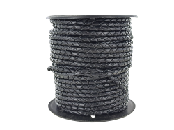 lacet plat tressé rond - 4mm - bijoux - maroquinerie - cuir en stock