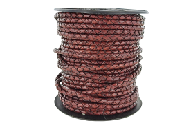 lacet plat tressé rond - 4mm - bijoux - maroquinerie - cuir en stock