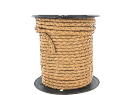 lacet plat tressé rond - 4mm - bijoux - maroquinerie - cuir en stock