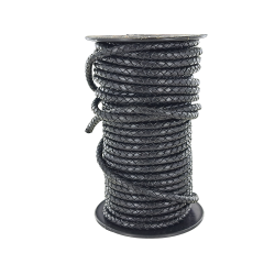 lacet plat tressé rond - 6mm - bijoux - maroquinerie - cuir en stock